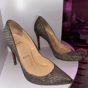 Authentic Christian Louboutin silver gold sparkle heels